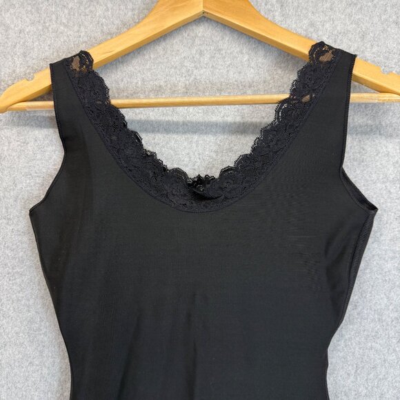 SPANX Black Shapewear Slip Dress‎ Lace Trim Sleeveless Tank Womens Size Medium - Picture 6 of 11